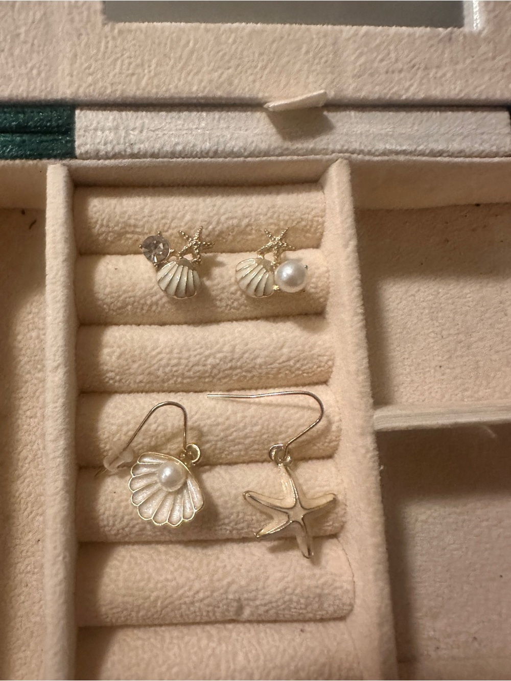 Gold-Tone Shell & Starfish Pearl Earrings - and starfish silver anklet